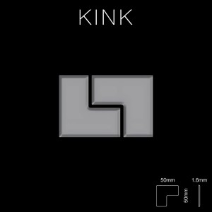 ALLOY Mosaikfliese Kink-S-S-MA aus Edelstahl, matt grau. Detailaufnahme der Form.