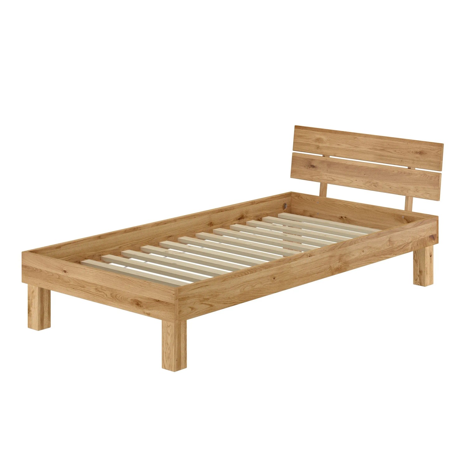Erst-Holz Massivholzbett Einzelbett Singlebett Holzbett Eiche Geölt Modell 88 Rollrost inkl.