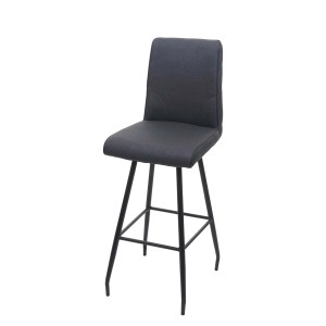 Dunkelgrauer PROREGAL Barhocker mit gepolsterter Lehne, 75cm Sitzhöhe, schwarzem Stahlgestell und Fußablage.