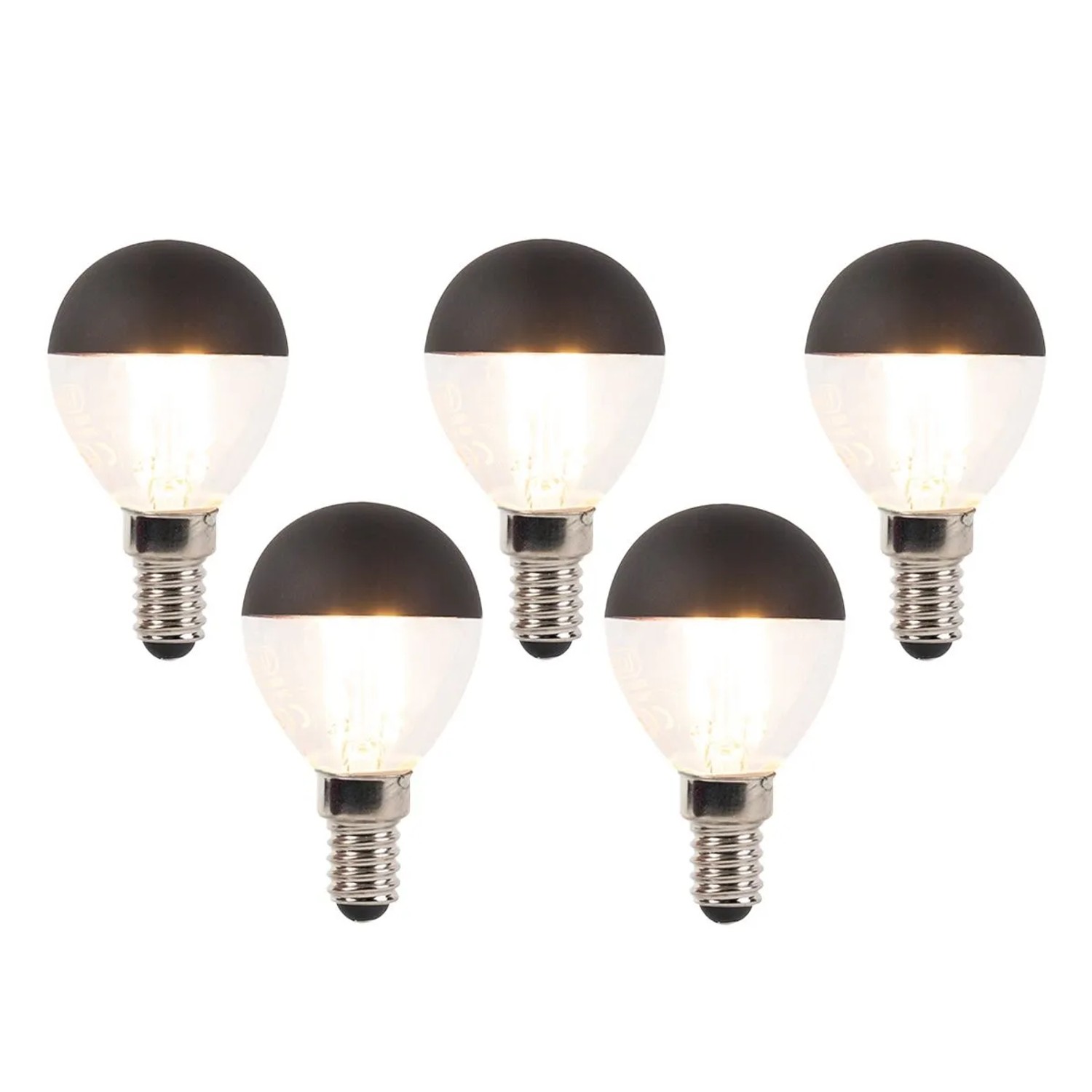 LUEDD 5er Set E14 Dimmbare LED Filament Glühbirnen P45 Schwarz 300lm 2700K