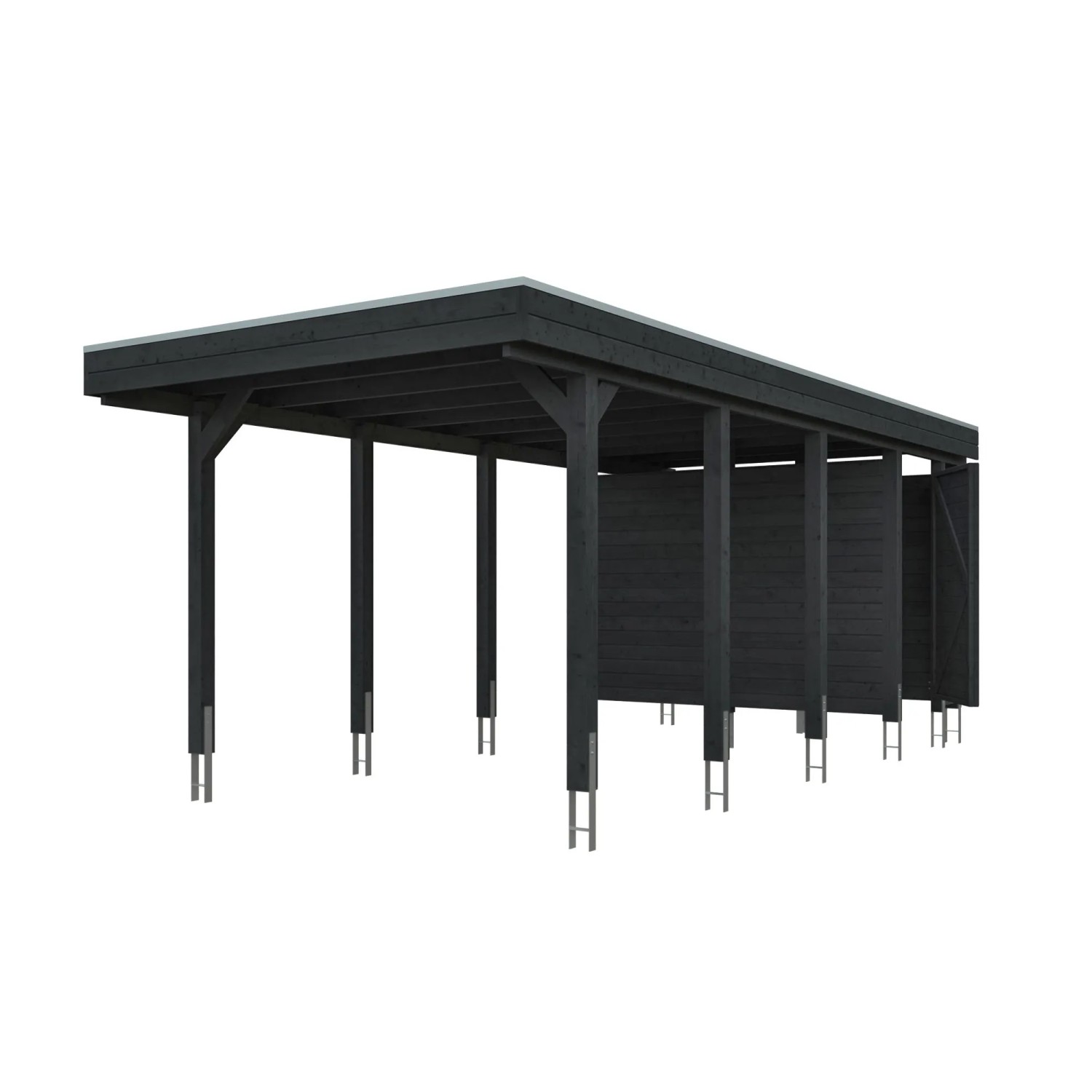 Skan Holz Carport-Set Friesland B mit Abstellraum 320 cm x 708 cm Anthrazit