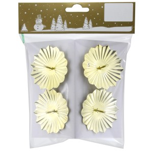 4 goldene Kerzenhalter in Blumenform, Ø 6cm, aus Metall für Adventskranz und Weihnachtsdeko.