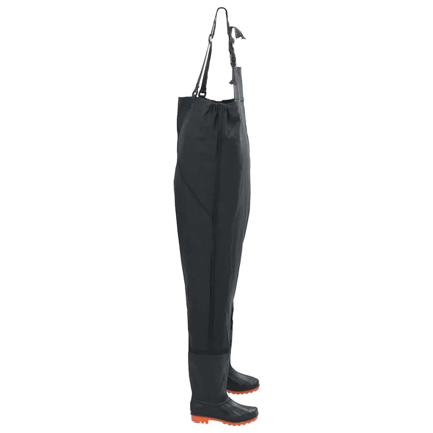 Schwarze vidaXL Wathose mit Stiefeln, Größe 40, für Arbeit und Freizeit.