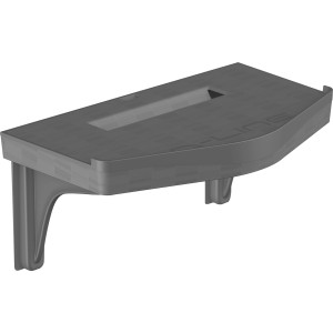 Silberne D-Line Kabel-Organizer-Ablage zur Wandmontage mit integriertem Kabelmanagement.