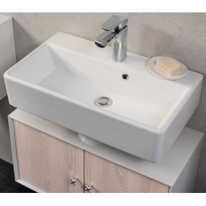 Fackelmann Aufsatzwaschbecken ix! Weiß, 60 cm breit, mit Armatur und Seife.