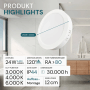 Weiße, runde LUXULA LED Bad-Deckenleuchte, 24W, IP44, Lichtfarbe einstellbar, Ø229mm.