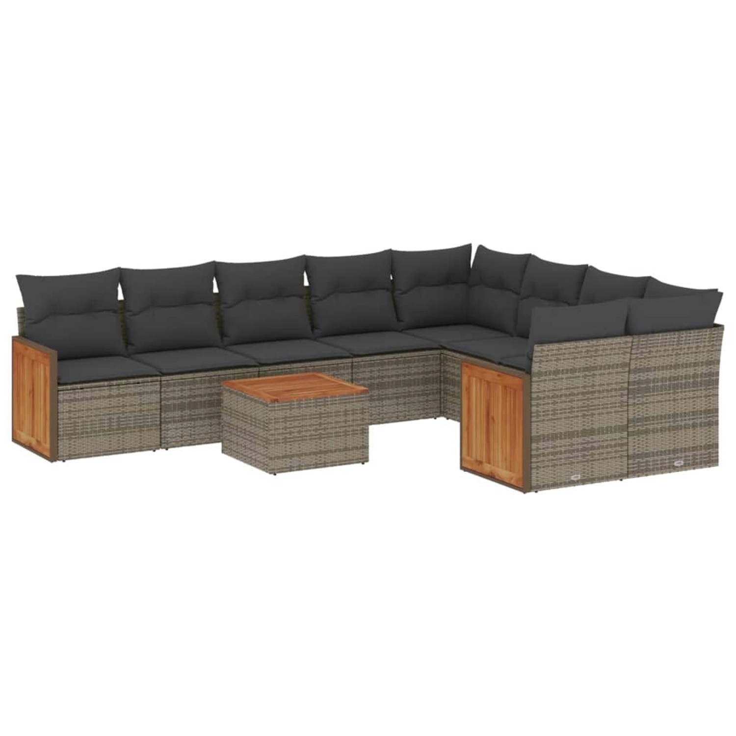 vidaXL 10-Tlg Garten-Sofagarnitur mit Kissen Grau Poly Rattan 3227992 günstig online kaufen
