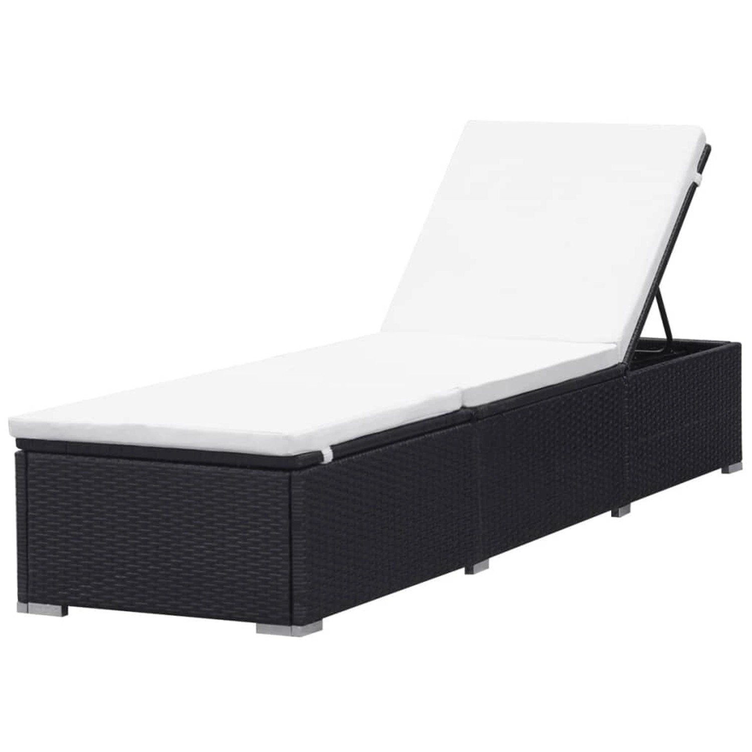 vidaXL Sonnenliege mit Cremeweißer Auflage Poly Rattan Schwarz 317104