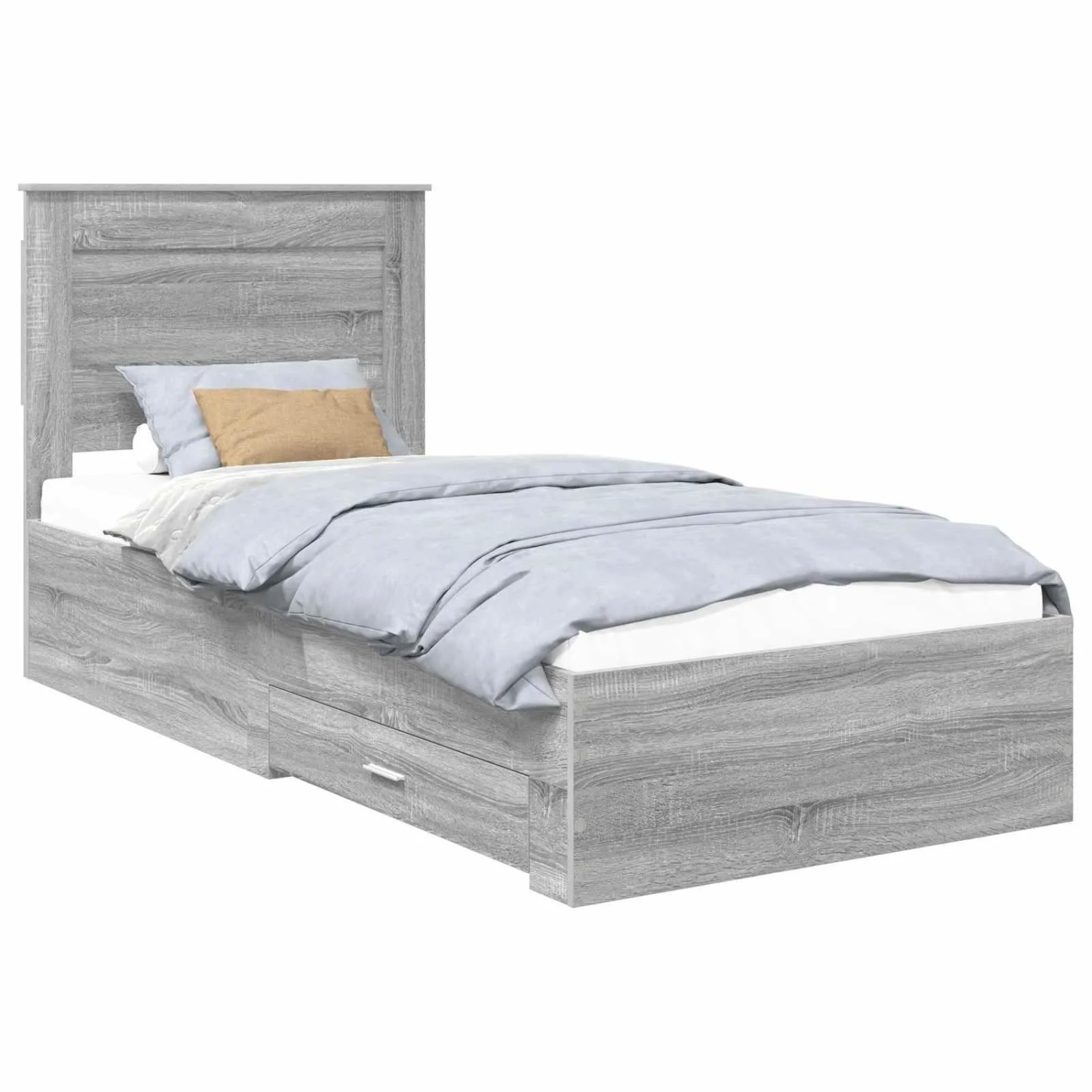 vidaXL Bettrahmen Graue Sonoma und Silber 75 x 190 cm Holzwerkstoff 3410378