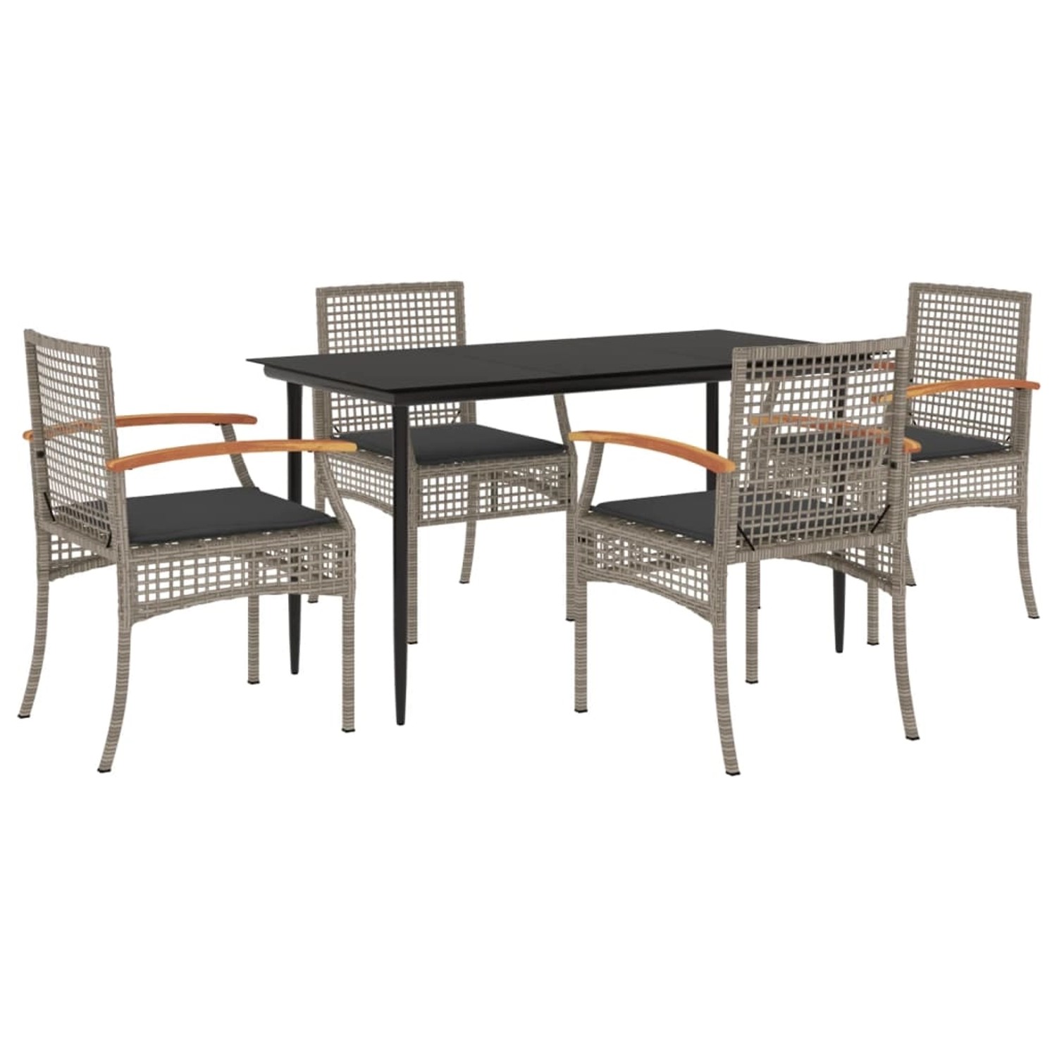 vidaXL 5-Tlg Garten-Essgruppe mit Kissen Grau Poly Rattan 3213612 günstig online kaufen