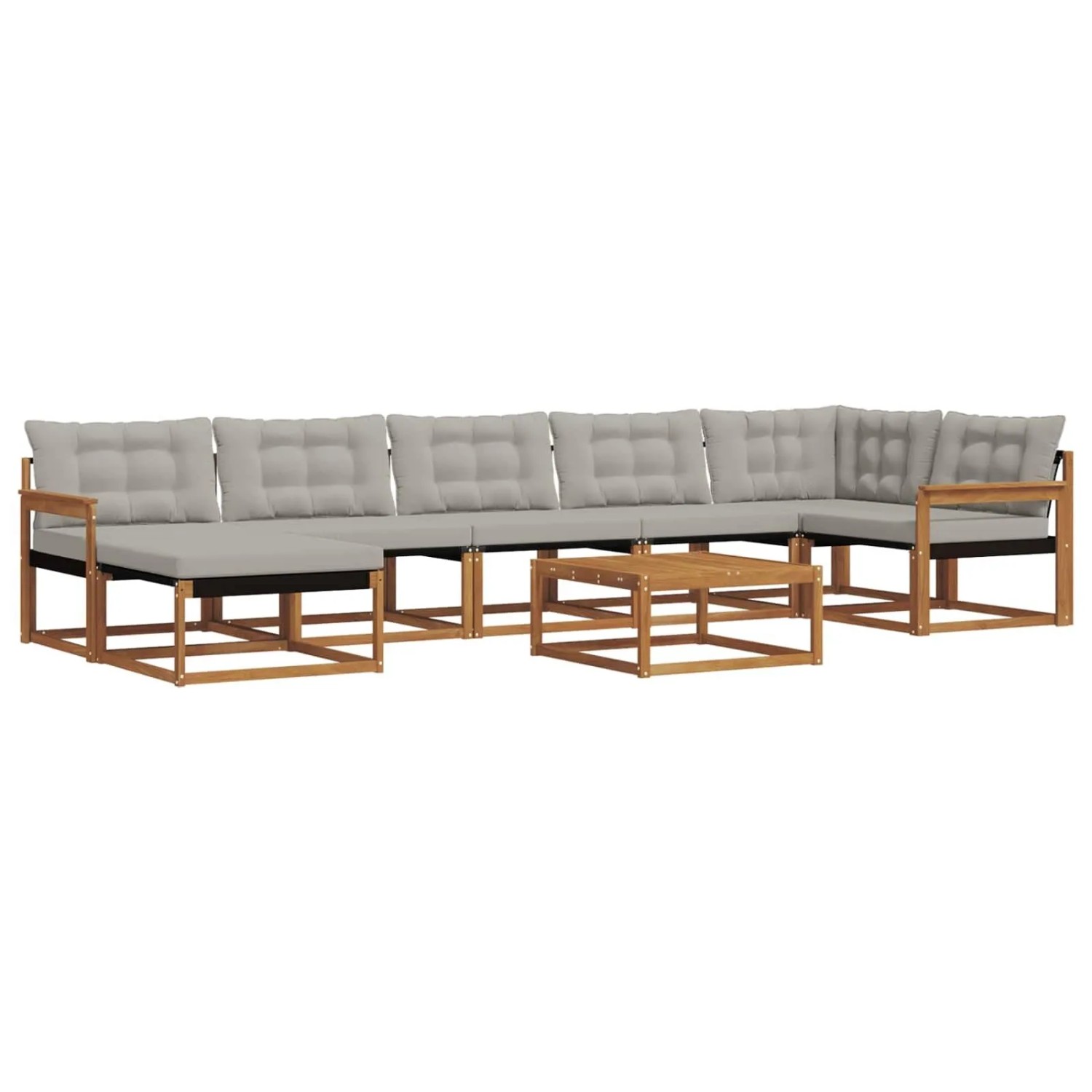vidaXL Outdoor-Sofagarnitur mit Kissen 8-Tlg Natur und Hellgrau 3369690