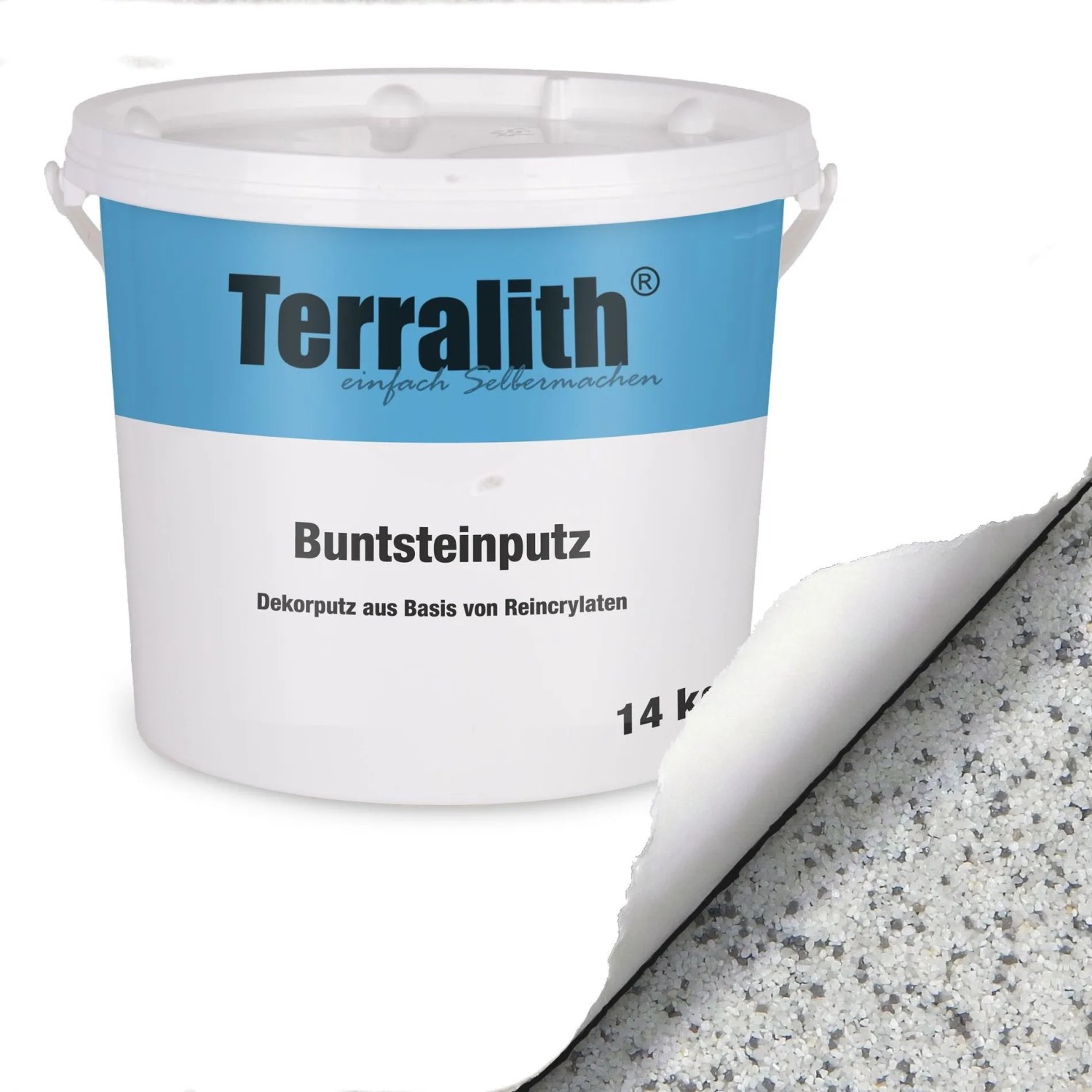 Terralith Buntsteinputz Mosaikputz 2mm 14 kg BSP100 Weiss Grau