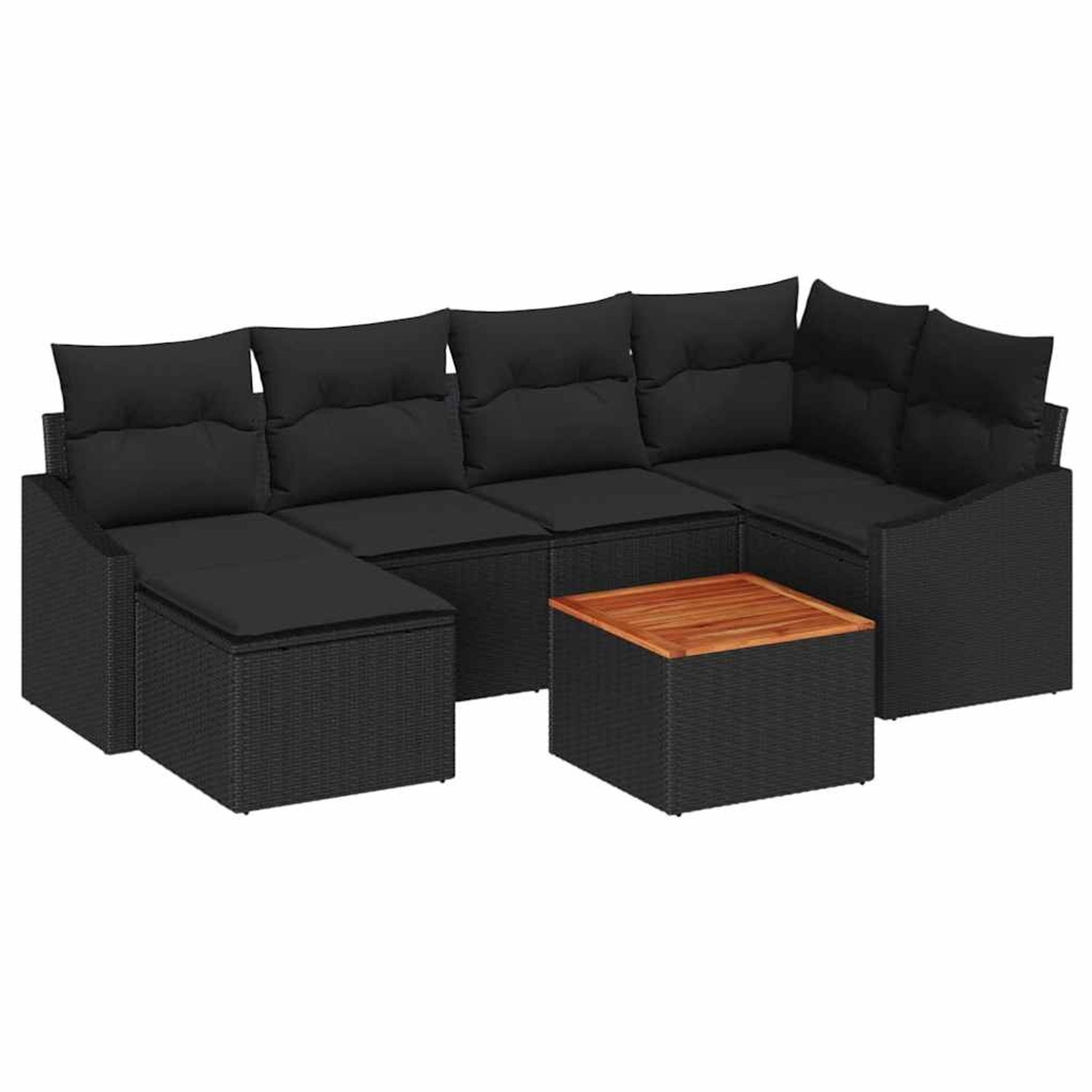vidaXL Garten-Sofa-Set mit Kissen 7-Tlg Schwarz Poly Rattan 3347856 günstig online kaufen
