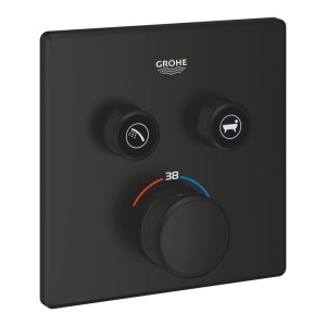 Grohe Grohtherm Smart Control UP-Thermostat, eckig, schwarz matt. Mit 2 Ventilen und Temperaturregler für Dusche/Bad.