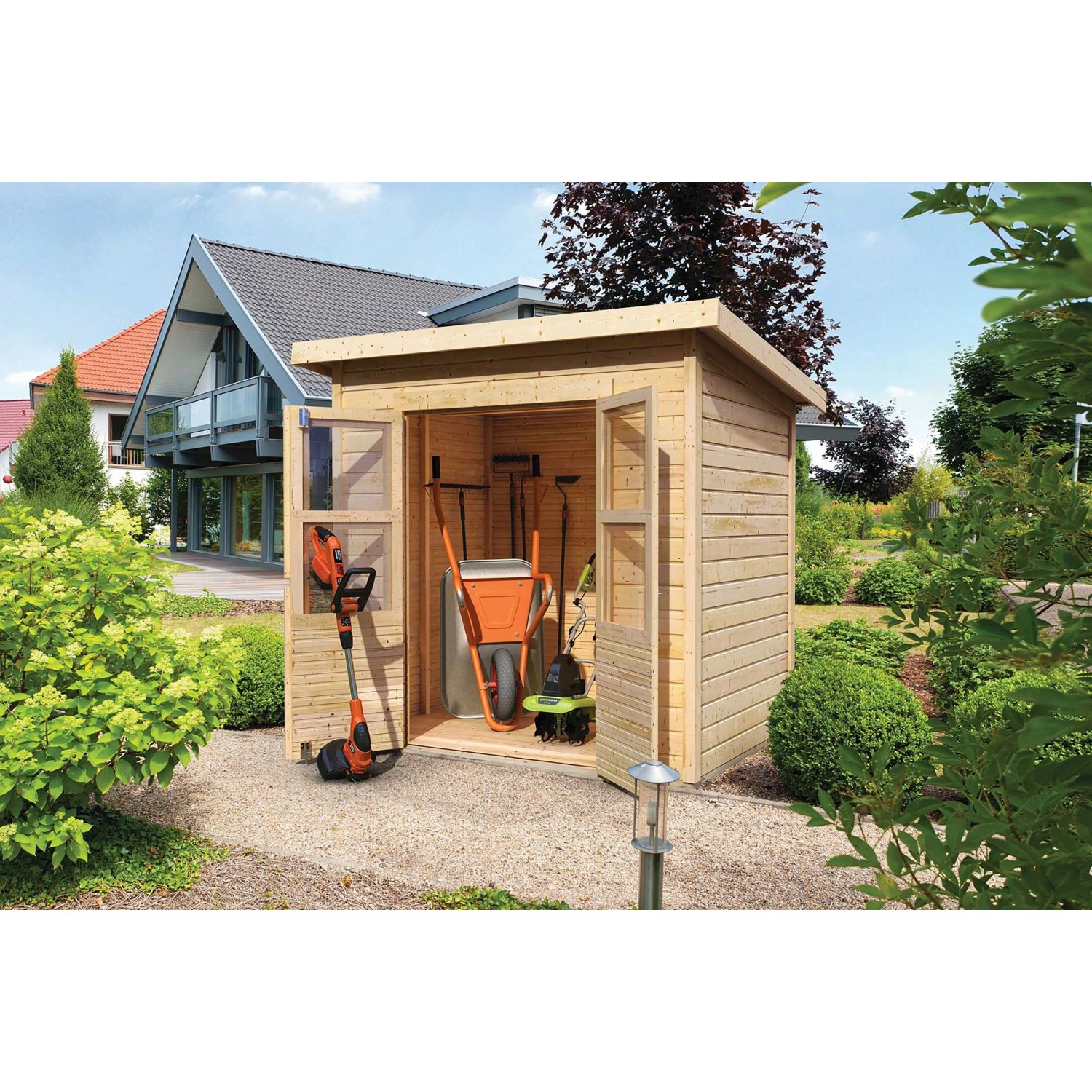Karibu Holz-Gartenhaus Neuenburg 3 Natur BxT: 238 cm x 210 cm günstig online kaufen