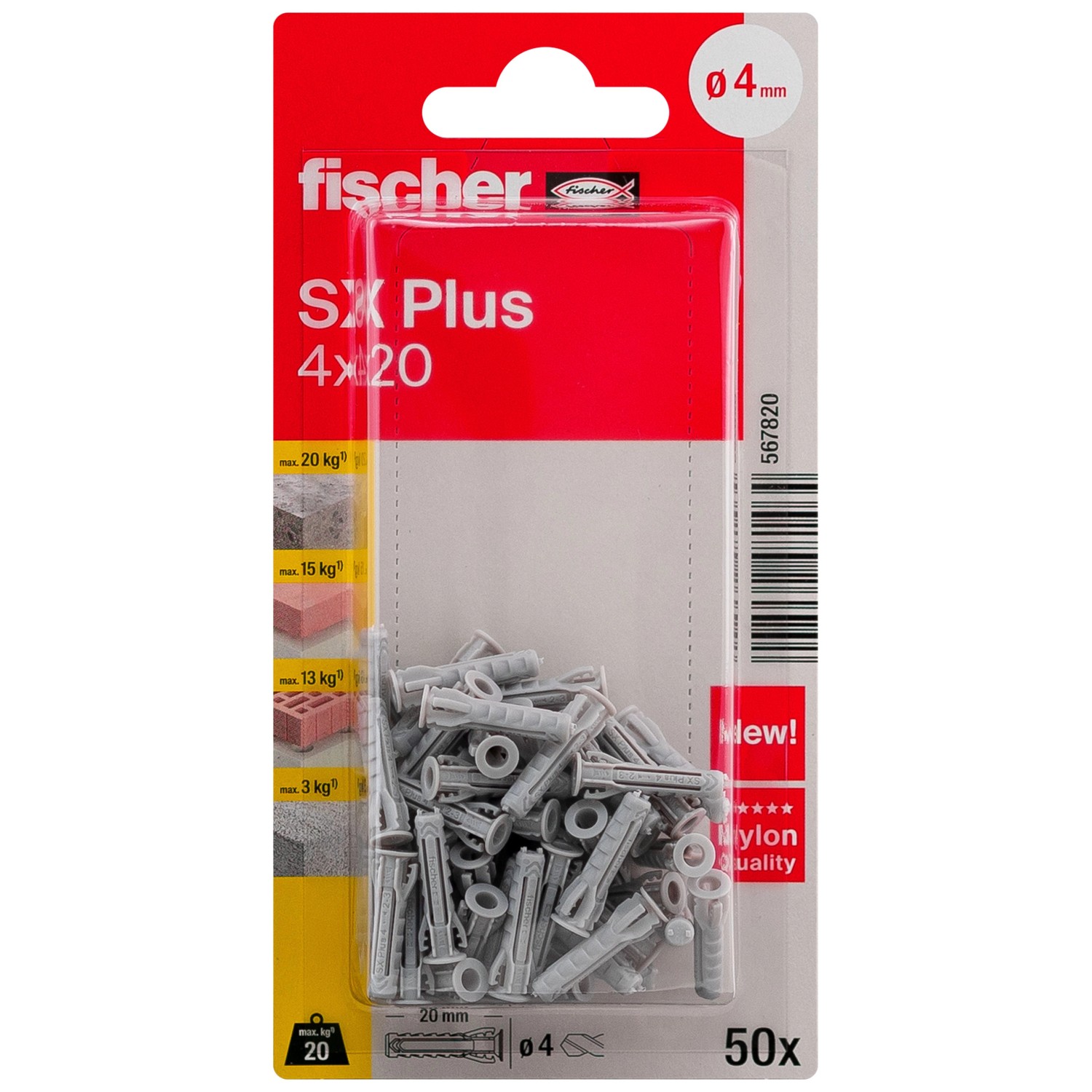 Thumbnail - fischer Spreizdübel SX Plus 50 Stück 4 x 20