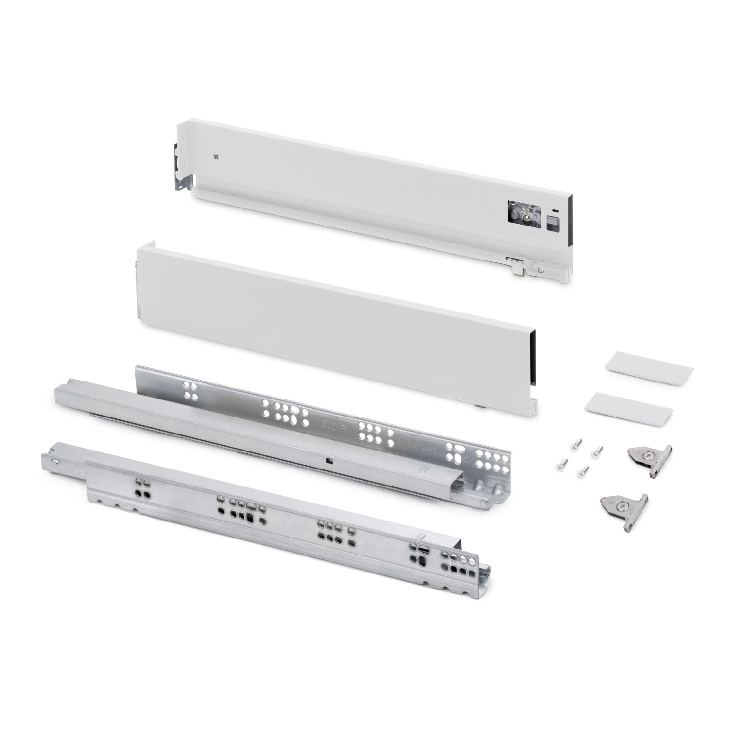 Emuca Aussenschublade Vertex mit 3D Regelung Höhe 93 mm 60 kg Tiefe 500 mm Stahl Weiß Lackiert