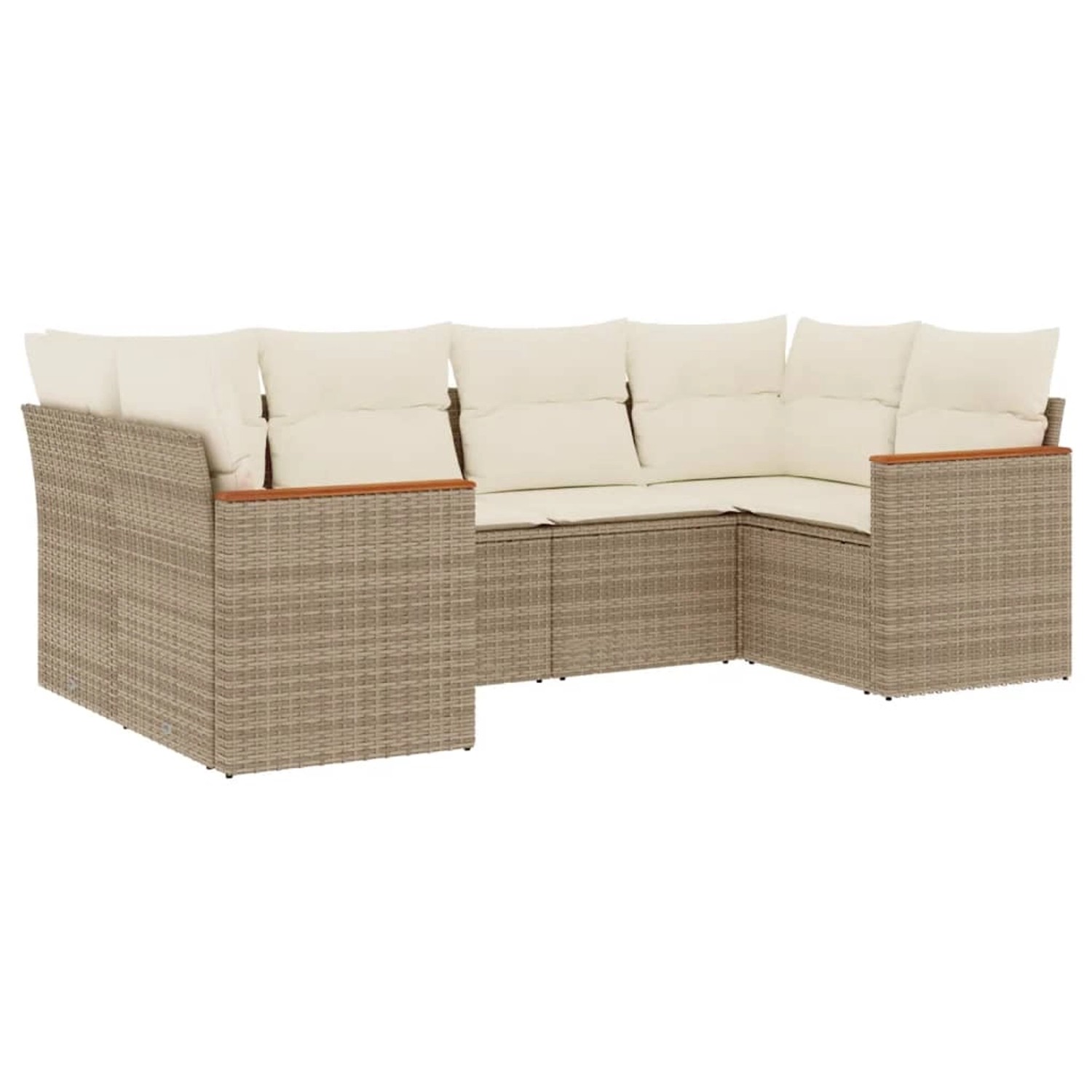 vidaXL 6-Tlg Garten-Sofagarnitur mit Kissen Beige Poly Rattan 3226261