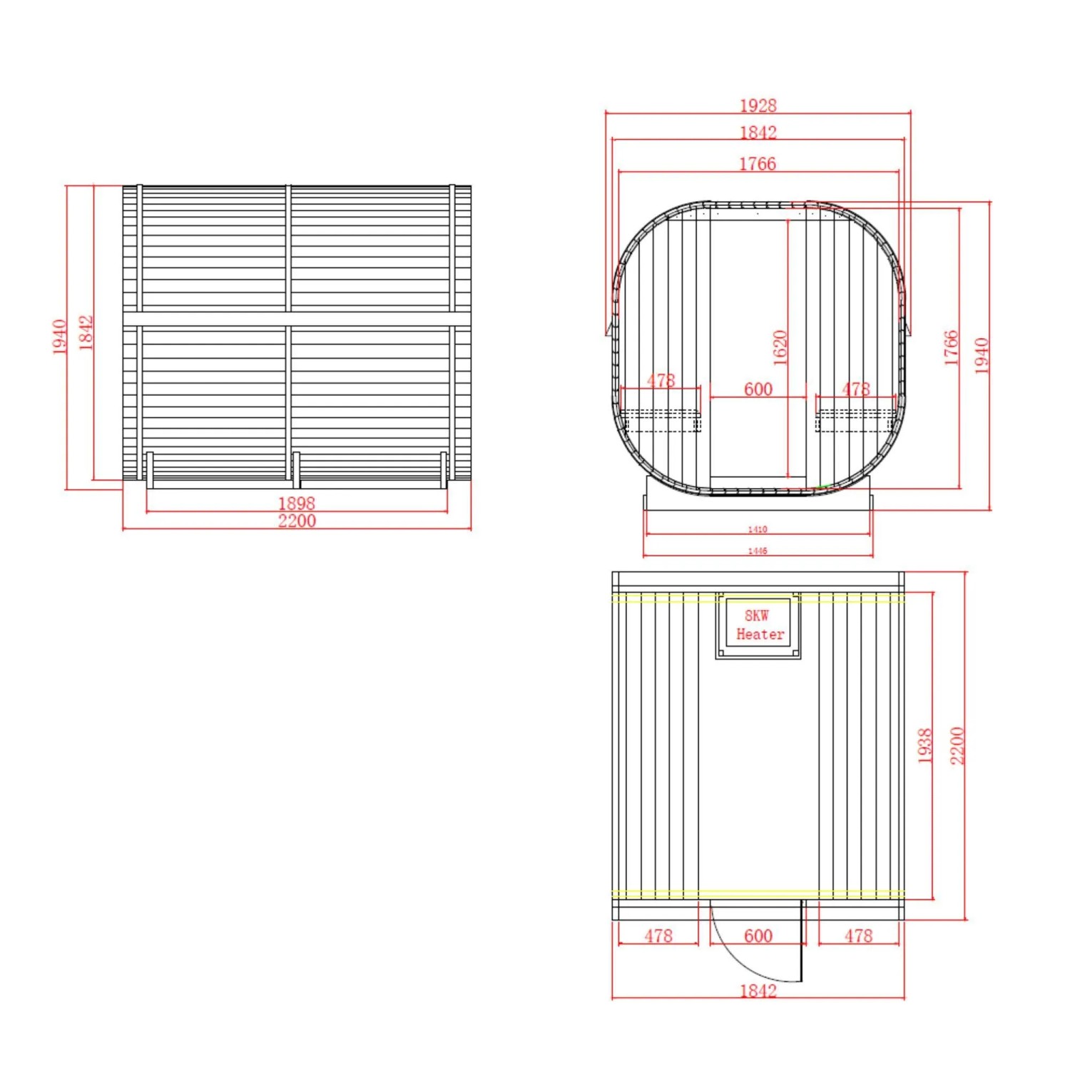 Home Deluxe Outdoor Sauna CUBE XL für bis zu 6 Personen_8