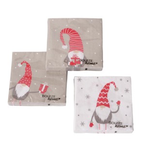 Boltze Servietten Lucky, 20 Stk., mit weihnachtlichen Zwergen Motiven, sortiert.