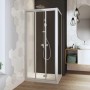 Breuer Fara Schiebetür, 80 cm, Weißrahmen, Klarglas für Nische oder Seitenwand.