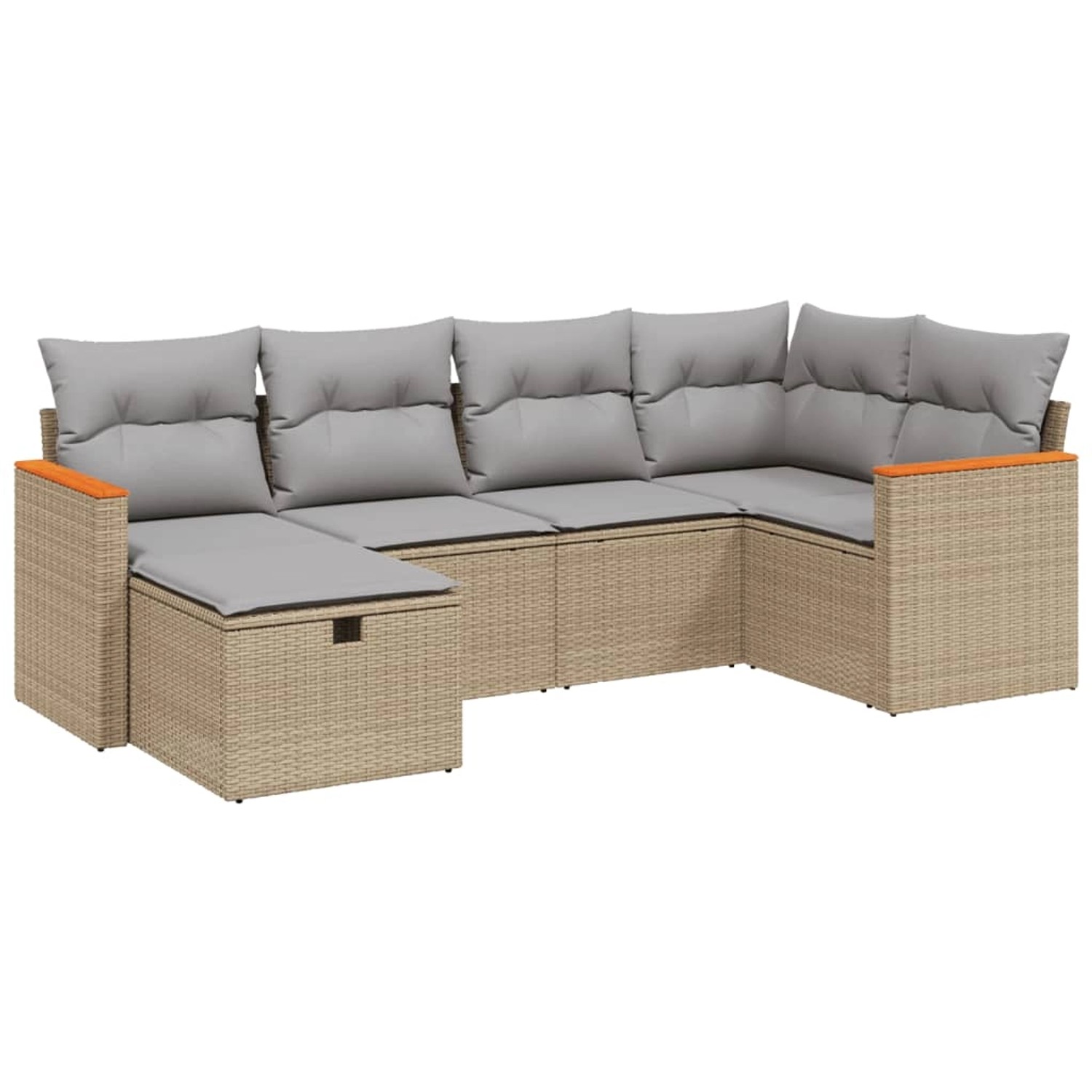 vidaXL 6-tlg Garten-Sofagarnitur mit Kissen Beige Poly Rattan Modell 165 günstig online kaufen