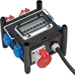 Brennenstuhl Baustromverteiler aus Gummi mit CEE-Steckdosen und 2 m Kabel.