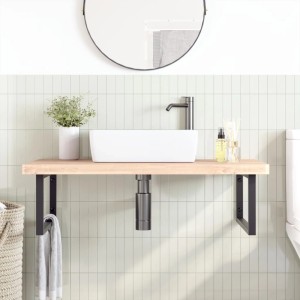 vidaXL Waschbeckenregal Wandmontage Stahl und Massivholz Buche 3302521