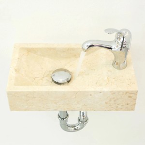 Wohnfreuden Marmor Waschbecken Tango 40 cm Poliert Creme