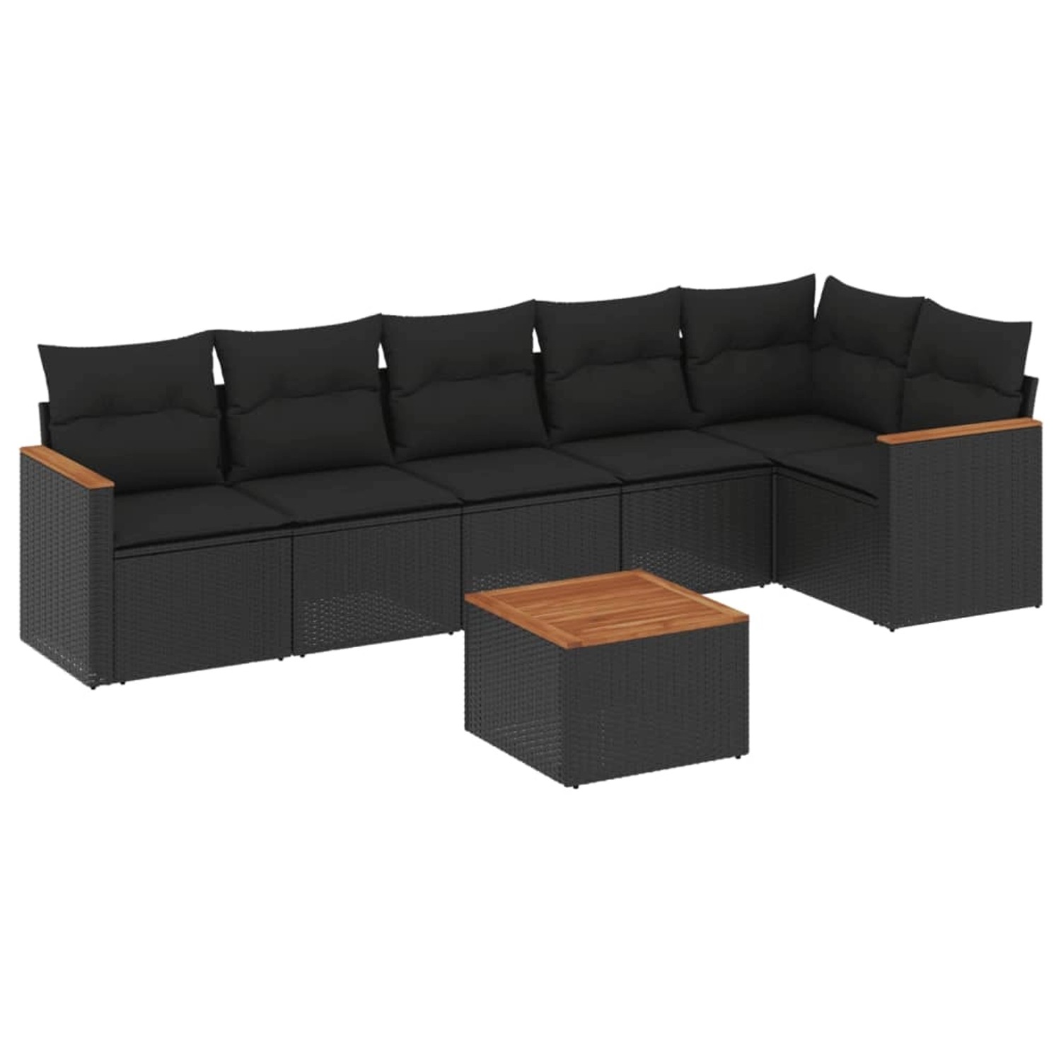 vidaXL 7-Tlg Garten-Sofagarnitur mit Kissen Schwarz Poly Rattan 3225992 günstig online kaufen