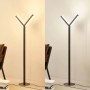 Moderne, dimmbare LED Stehlampe Ilian von Lucande, schwarz, 2-flammig. Wohnzimmerleuchte aus Metall.