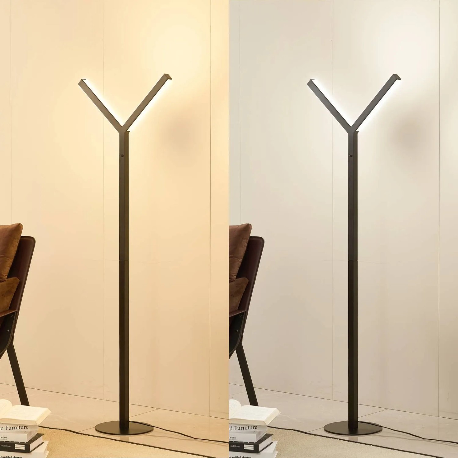 Moderne, dimmbare LED Stehlampe Ilian von Lucande, schwarz, 2-flammig. Wohnzimmerleuchte aus Metall.