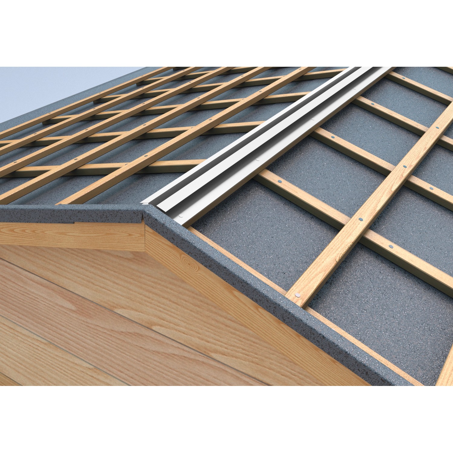SDF Anschlussprofil aus Aluminium in Natur auf einem Dach montiert.