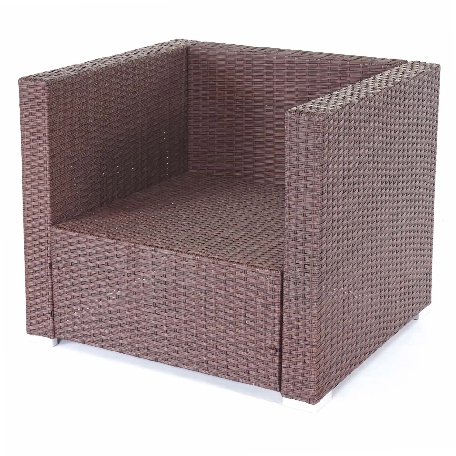 Brauner MCW Poly-Rattan Sessel Busto, Teil der Lounge-Gartenmöbel Garnitur.