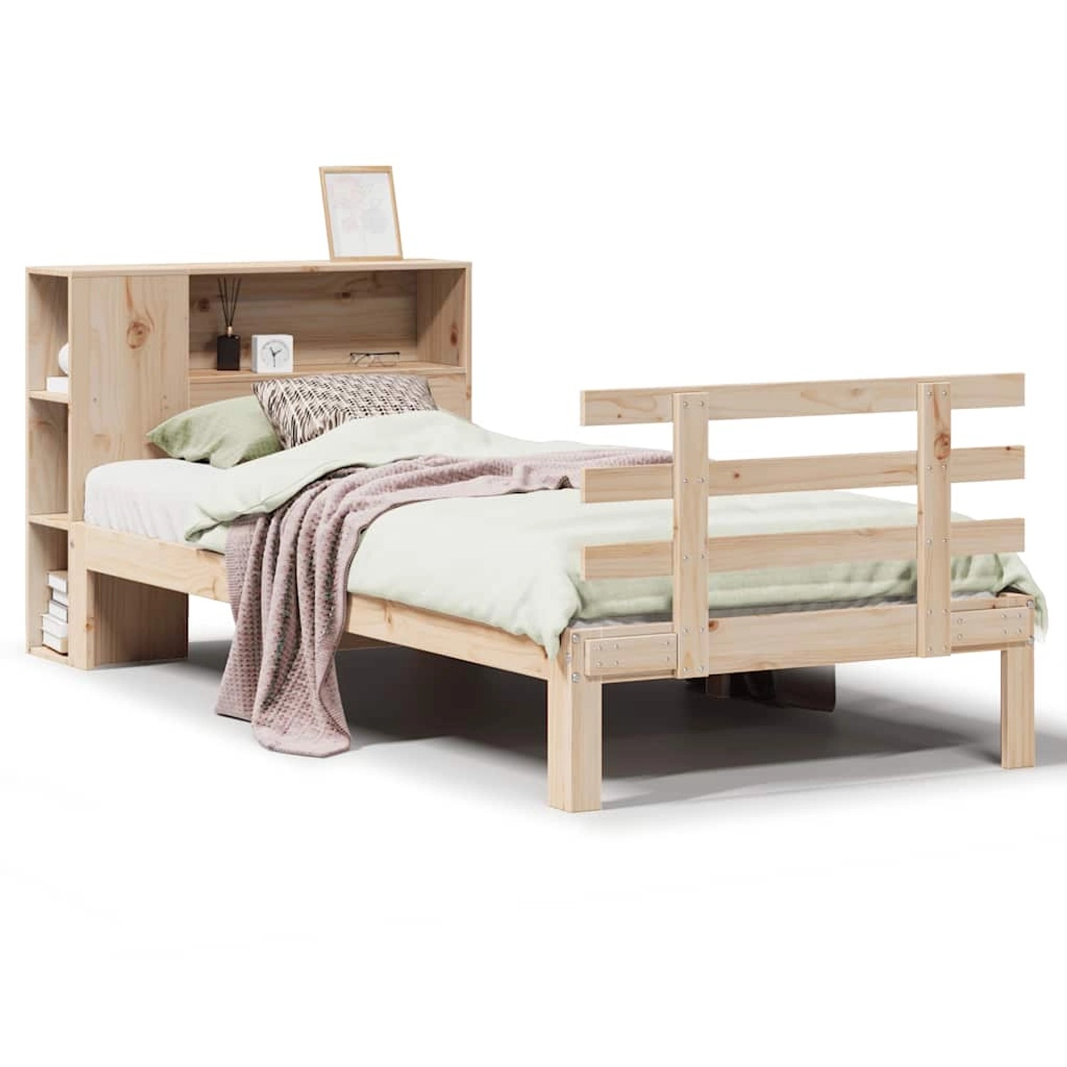 vidaXL Massivholzbett mit Regal ohne Matratze 90x190 cm Kiefer 3322731 günstig online kaufen