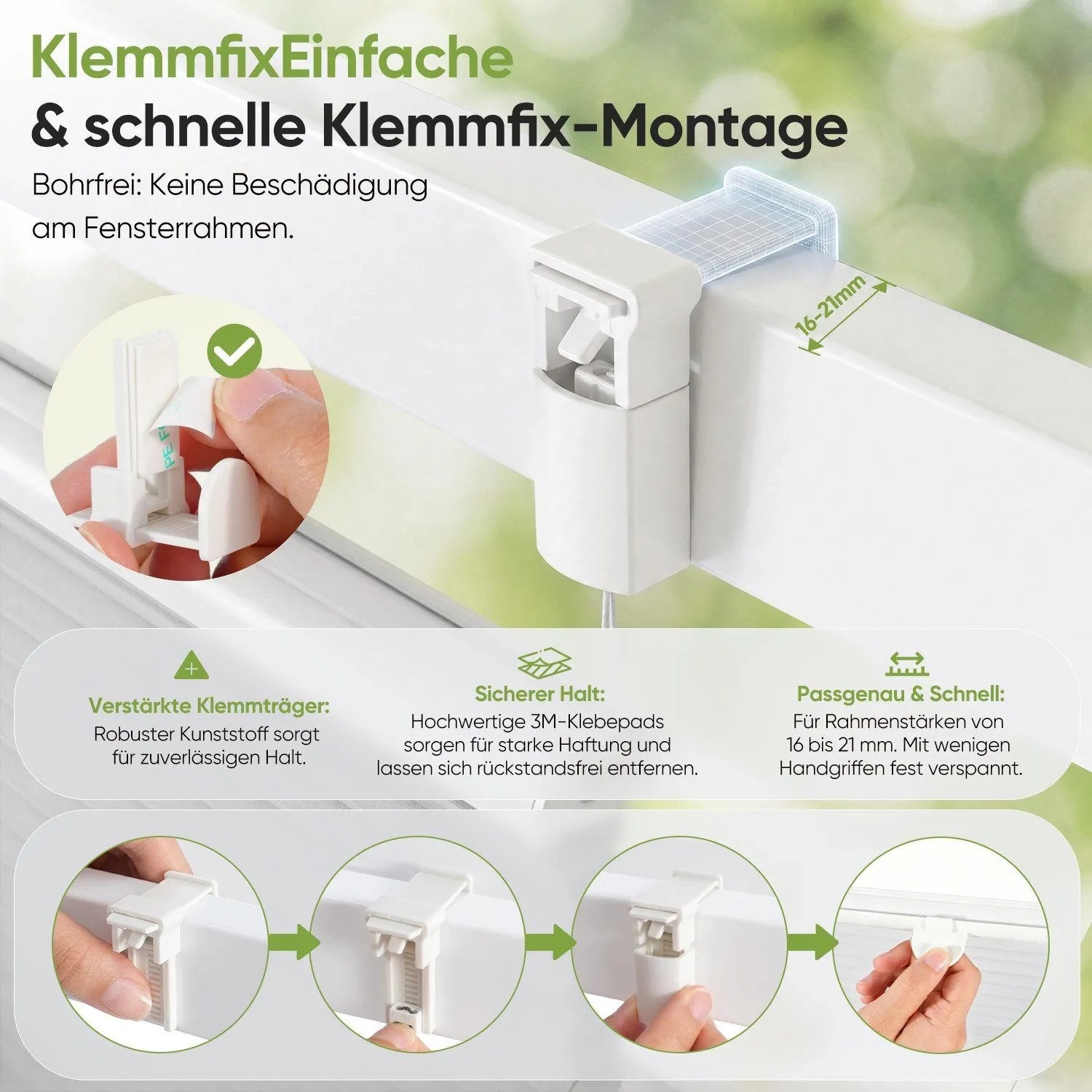 SALCAR Wabenplissee Thermo Plissee Klemmfix ohne Bohren Verspannt Verdunkelnd Blickdicht Weiß 80x120cm für Fenster und Tür Sonnenschutz Hitzeschutz_6