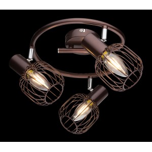 Brauner Globo Spot Akin mit 3 Leuchten, Metall-Gitterdesign für E14 Leuchtmittel.