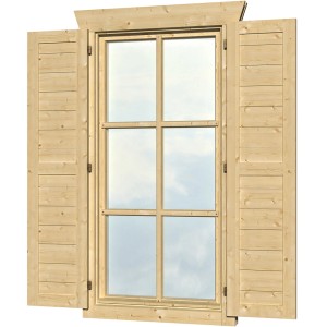 Skan Holz Fensterläden für Einzelfenster, passend für Gartenhäuser der 28 und 45 mm Serie.