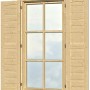 Skan Holz Fensterläden für Einzelfenster, passend für Gartenhäuser der 28 und 45 mm Serie.