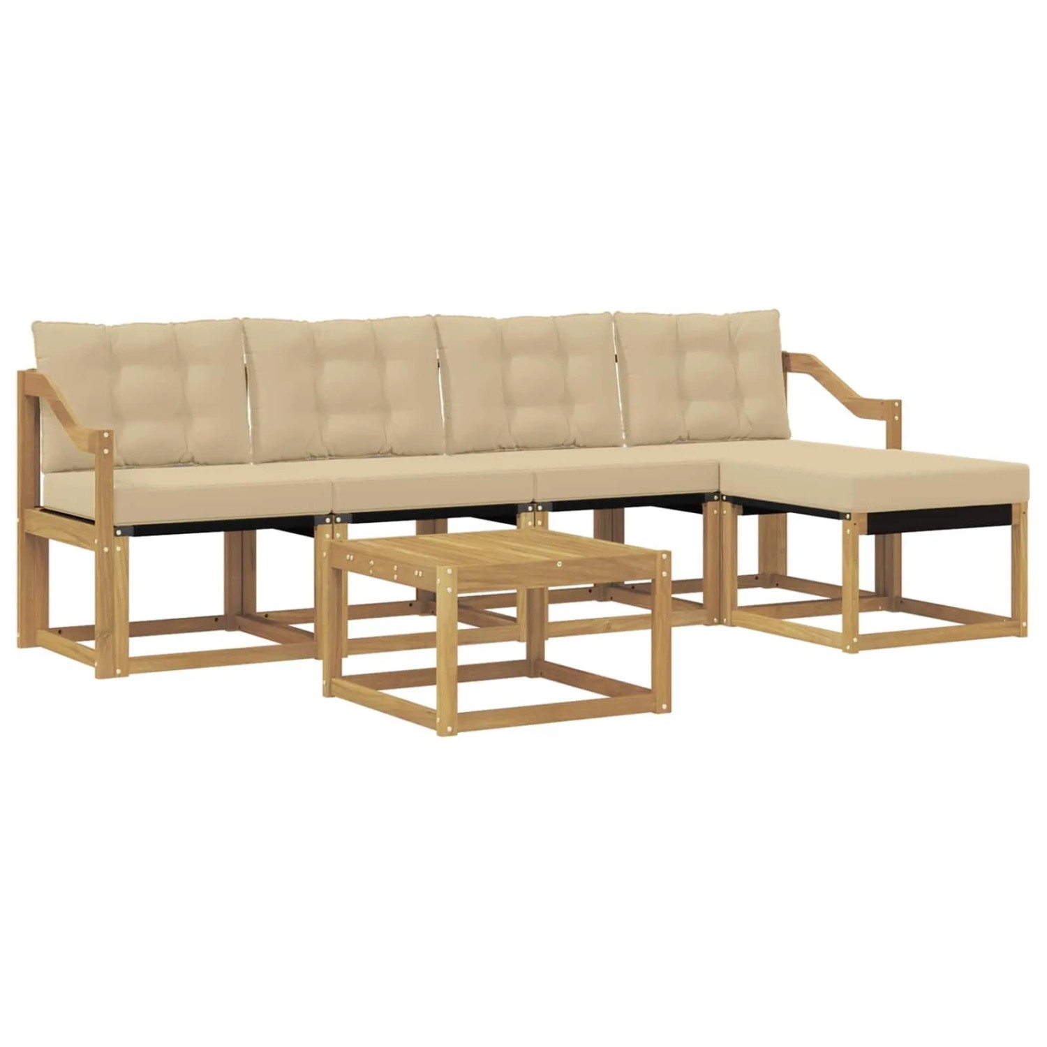 vidaXL Outdoor-Sofagarnitur mit Kissen 6-Tlg Weiß und Beige 3389415