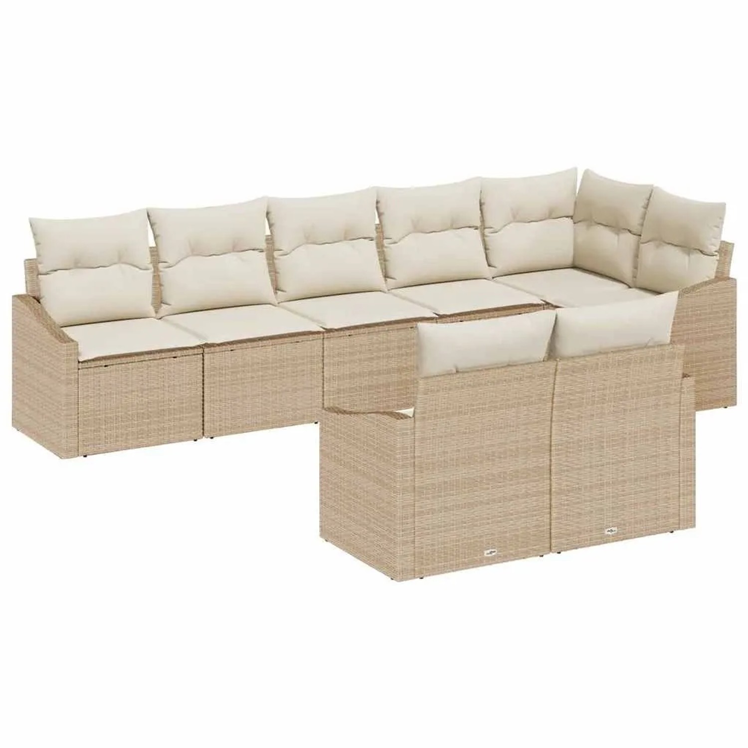 vidaXL Gartensofa-set mit Kissen 8-Tlg Beige und Weiß Poly-Rattan 3355440 günstig online kaufen