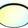 Schwarze, runde WiZ LED-Deckenleuchte SuperSlim mit tunable white Licht, Ø 43 cm.