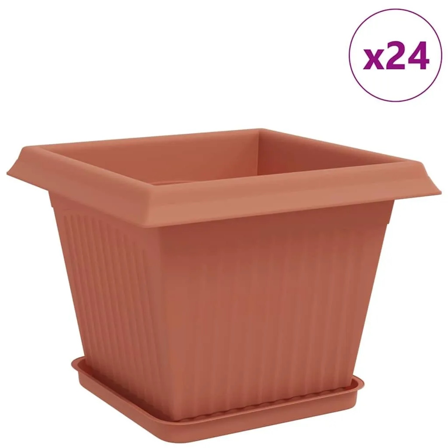 vidaXL Blumentöpfe 24 Stk Ziegelrot 28,5 x 28,5 x 22 cm Kunststoff 3403307