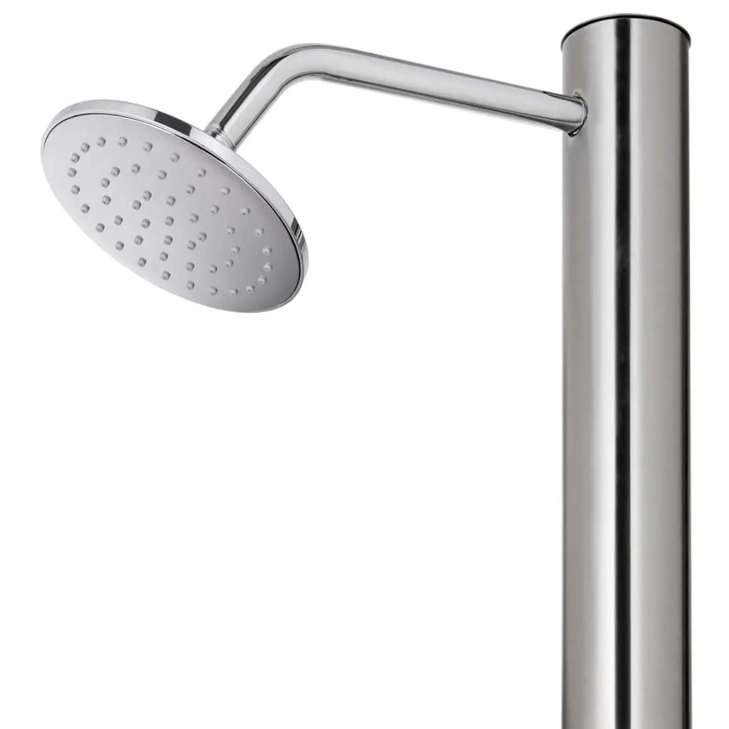 Moderne vidaXL Gartendusche aus gebürstetem Edelstahl mit rundem Duschkopf. Ideal für Outdoor-Duschen.