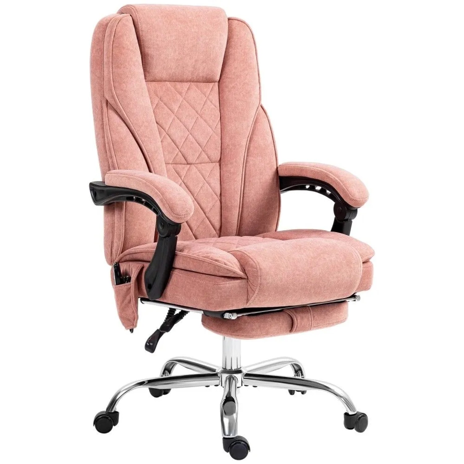 Vinsetto Bürostuhl mit Massagefunktion Polyester Stahl 72L x 67B x 111-119H cm Rosa