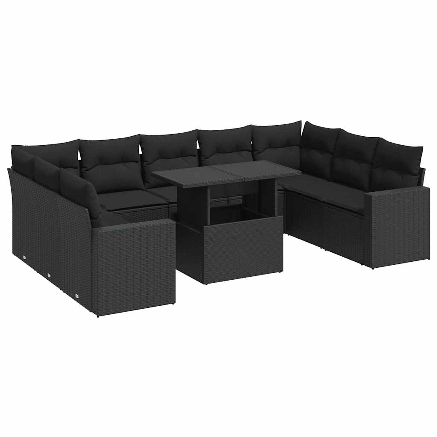 vidaXL 10-Tlg Garten-Sofagarnitur mit Kissen Schwarz Poly Rattan 3326376 günstig online kaufen
