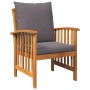 vidaXL Gartenmöbel: Lounge-Sessel aus Akazienholz mit grauen Kissen.