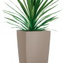 Lechuza Cubico Color Pflanzsäule, 75 cm hoch, sandbraun, mit grüner Pflanze.