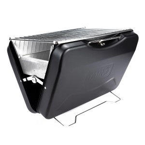 Taino Mox Koffergrill, Holzkohlegrill für Camping und BBQ, kompakt, schwarz.