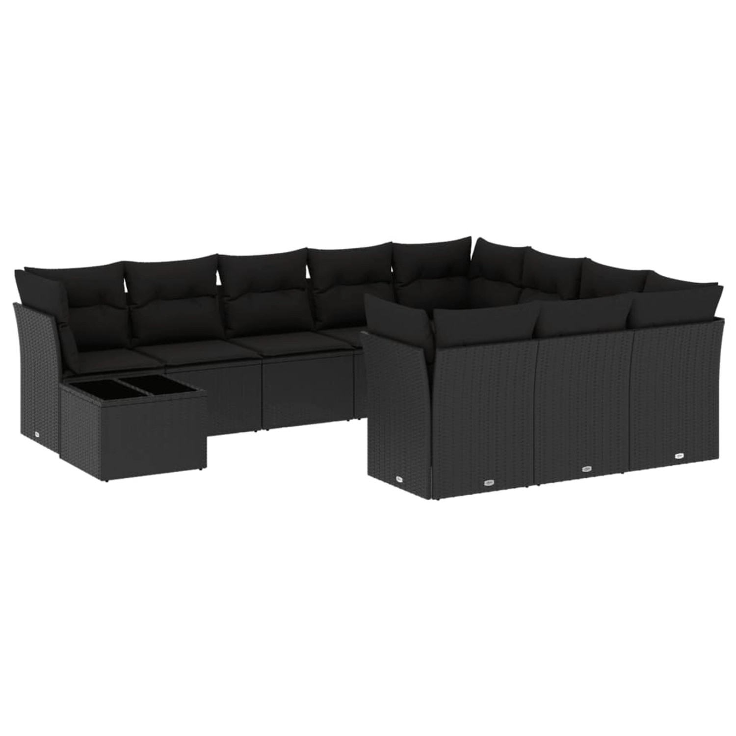 vidaXL 11-tlg Garten-Sofagarnitur mit Kissen Schwarz Poly Rattan Modell 24 günstig online kaufen